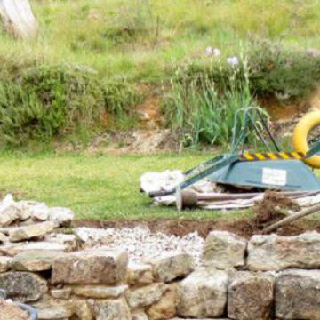 Réalisation d'un escalier en pierres - Pendant les travaux